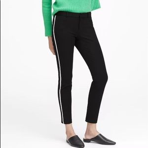 BANANA REPUBLIC SLOAN BLACK PANTS • WHITE SIDE STRIPE • sz 12L